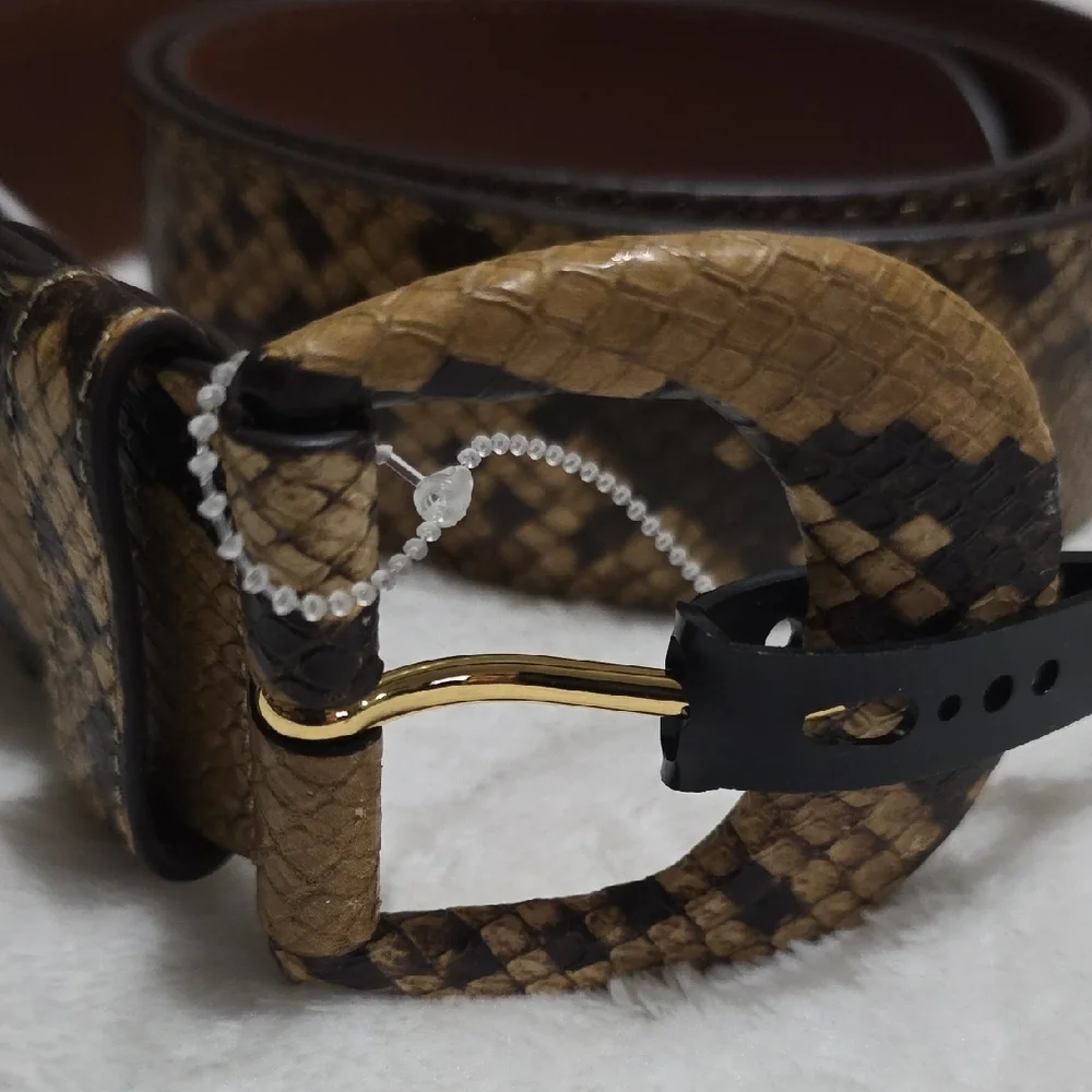 Lauren Ralph Lauren Tan‎ and Black Faux Snakeskin Patterned Belt. M.